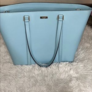 Kate Spade Blue Hydrangea Leather Tote